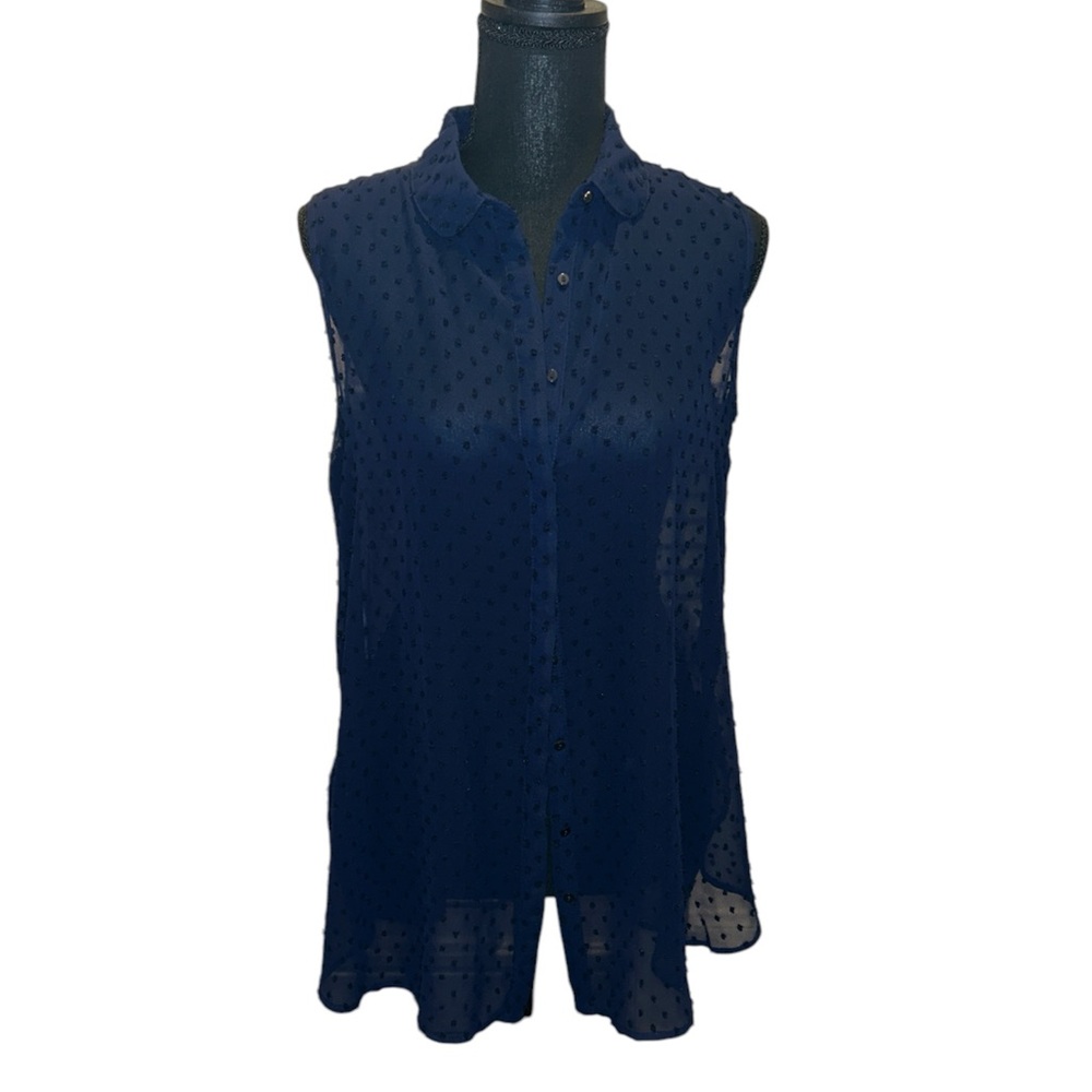 MNG Elegant Navy Top with Textured Design Medium